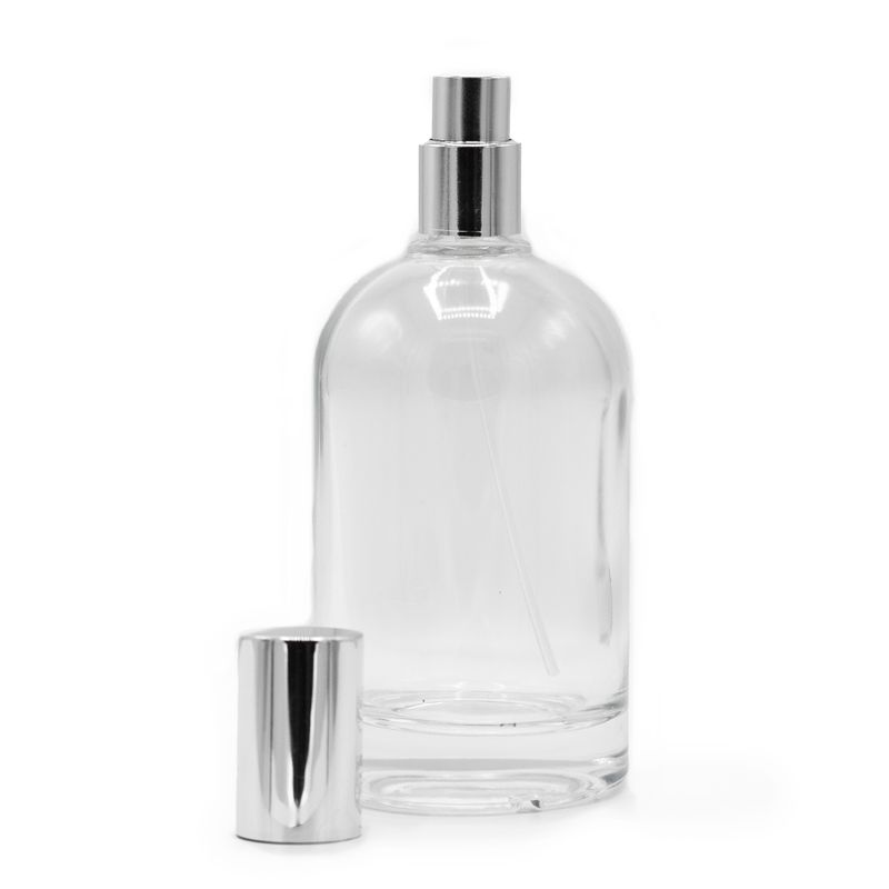 100ml Okrúhla Hrubá Fľaška, Strieborný Sprej a Uzáver