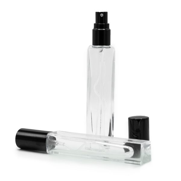 10 ml štvorcová Vysoká Tenká Fľaška, Čierny Sprej a Uzáver