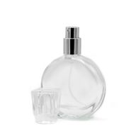 30 ml Oválna Fľaška, Strieborný Sprej a Krištáľový Uzáver