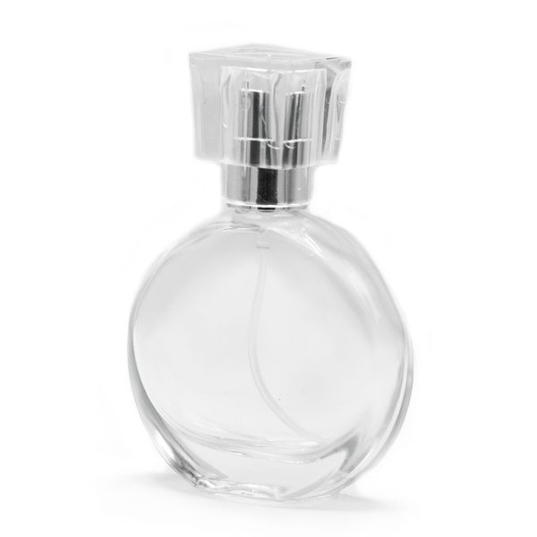 50 ml Oválna Fľaška, Strieborný Sprej a Krištáľový Uzáver