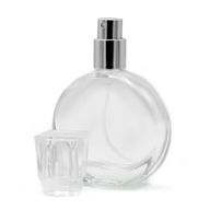 50 ml Oválna Fľaška, Strieborný Sprej a Krištáľový Uzáver