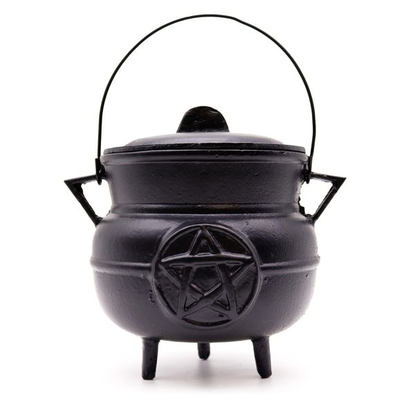 Extra Veľký Liatinový Kotlík s Pentagramom 21x15cm