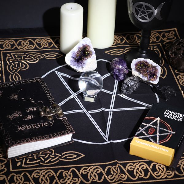 Ezoterické Strapcové Oltárne Plátno - Pentagram