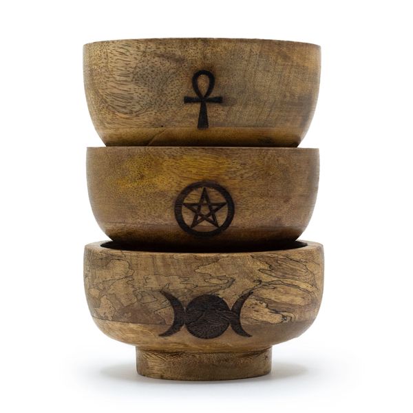 Malá Rituálna Miska na Vonné Tyčinky a Kužele 11x5.5 cm - (Pentagon rôzne symboly)