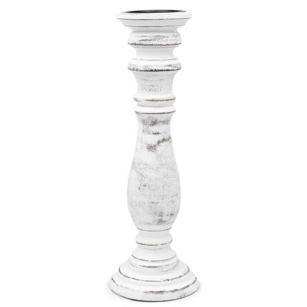Klasický Stojan na Sviečku - Biela Vymývaná - 37x10cm - Veľký