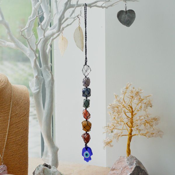 Závesný Prívesok s Čakrovými Kameňmi - Hamsa