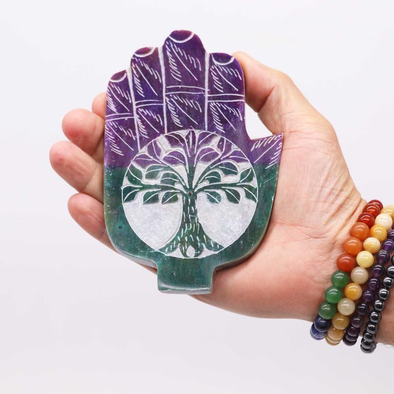 Stredný Stojan na Vonné Tyčinky Hamsa 13x9cm - Strom Života