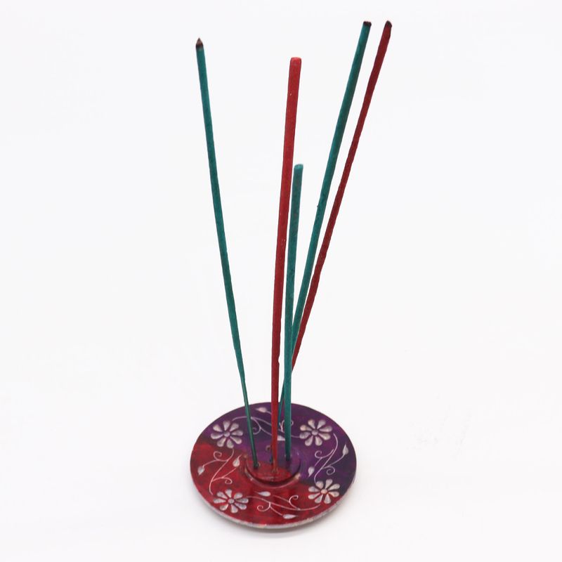 Stojan na Vonné Tyčinky Disk 8 cm – Kvetinový (stojan na 5 tyčiniek)