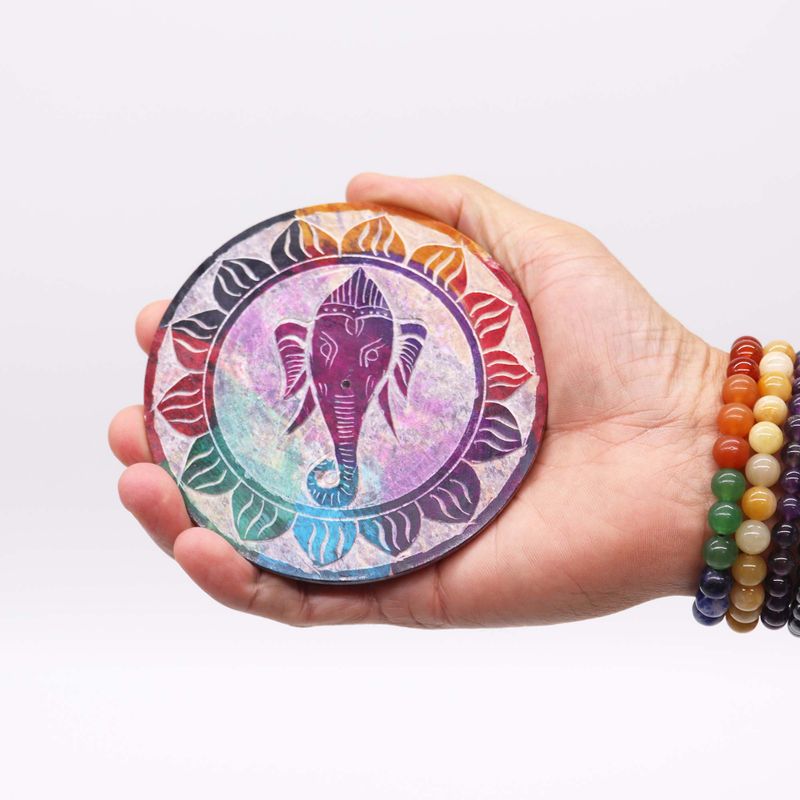 Stojan na Vonné Tyčinky Disk 10cm - Ganesha