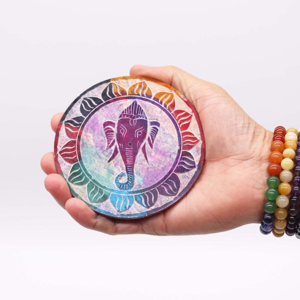 Stojan na Vonné Tyčinky Disk 10cm - Ganesha