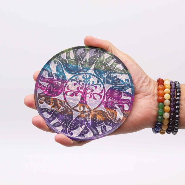 Stojan na Vonné Tyčinky Disk 12cm - 6 Šťastných Slonov