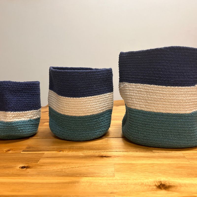 Sada 3 Košíkov z Jutového povrazu Evil Eye – 15 cm / 20 cm / 25 cm