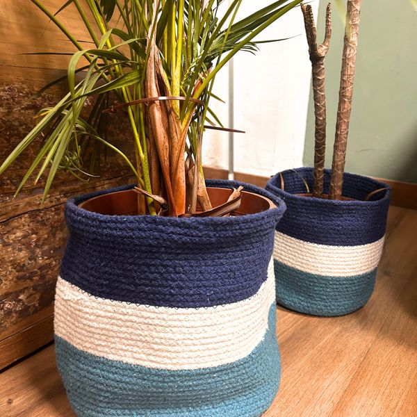 Sada 3 Košíkov z Jutového povrazu Evil Eye – 15 cm / 20 cm / 25 cm