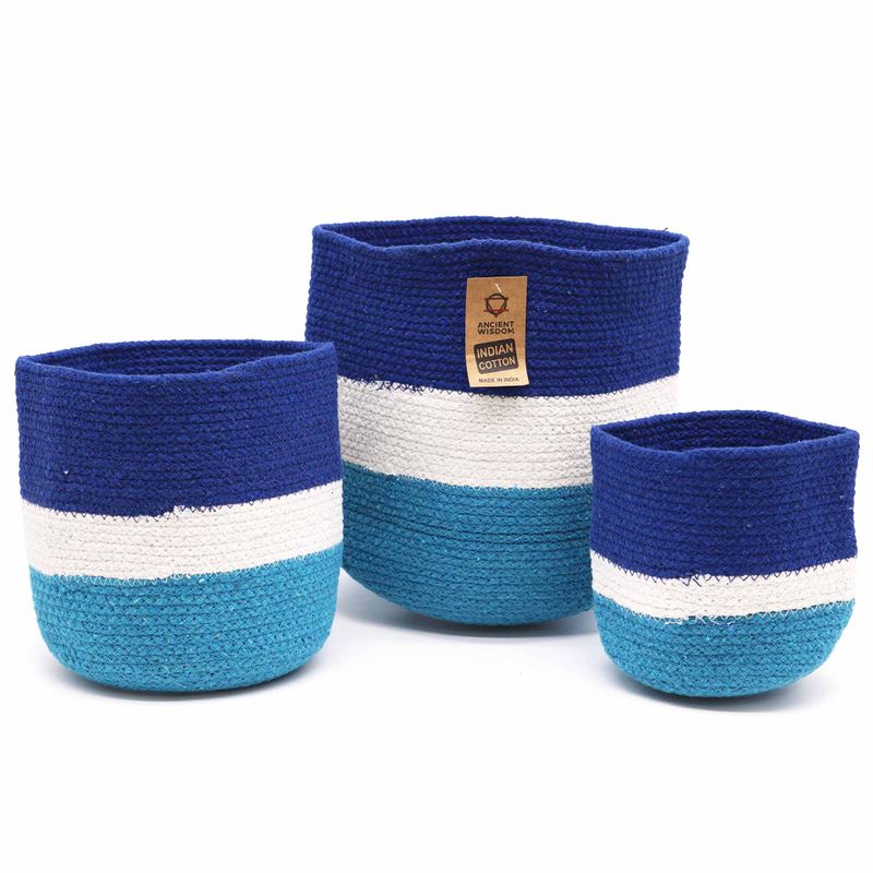 Sada 3 Košíkov z Jutového povrazu Evil Eye – 15 cm / 20 cm / 25 cm