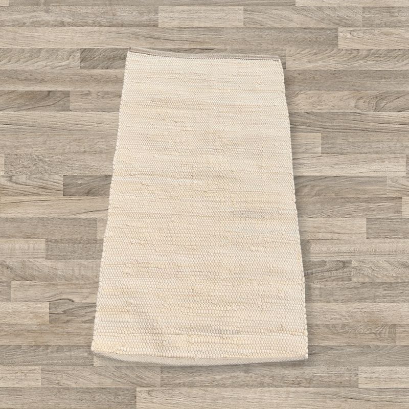 Malý Indický Ručne Tkaný Bavlnený Koberec - 50x90cm - Krémový