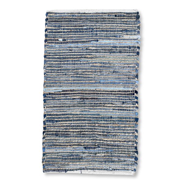 Stredný Koberec z Juty a Recyklovanej Bavlny - 90 x 150 cm - Modrý