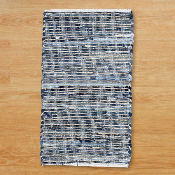 Stredný Koberec z Juty a Recyklovanej Bavlny - 90 x 150 cm - Modrý