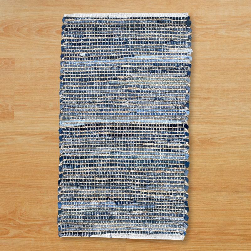 Stredný Koberec z Juty a Recyklovanej Bavlny - 90 x 150 cm - Modrý