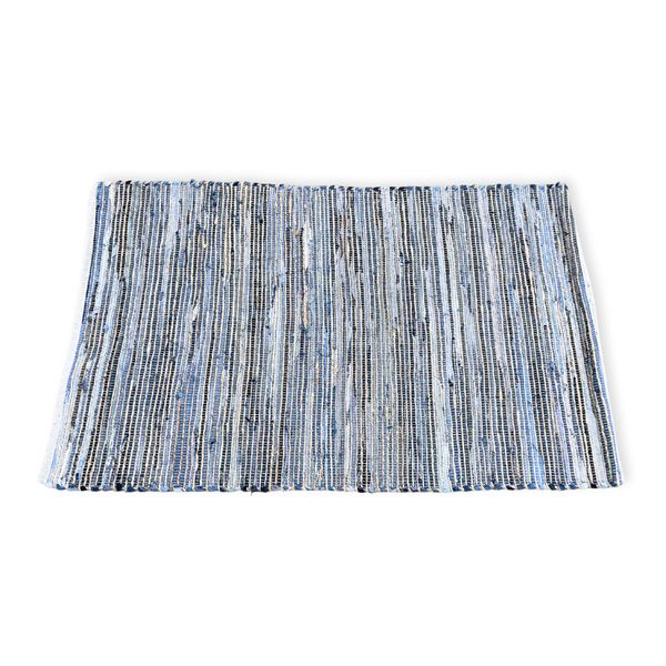Veľký Koberec z Juty a Recyklovanej Bavlny - 130 x 170 cm - Modrý