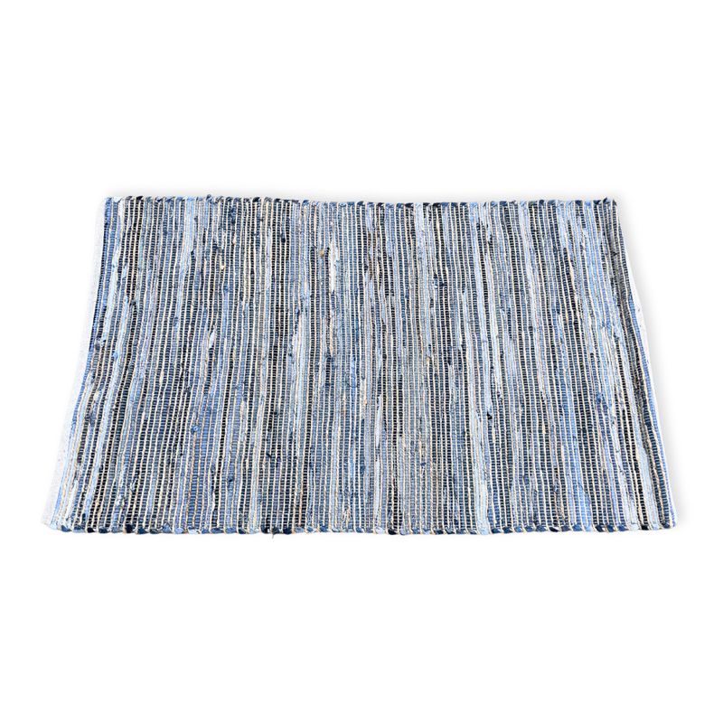 Veľký Koberec z Juty a Recyklovanej Bavlny - 130 x 170 cm - Modrý