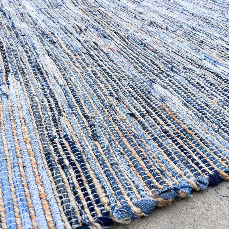 Veľký Koberec z Juty a Recyklovanej Bavlny - 130 x 170 cm - Modrý