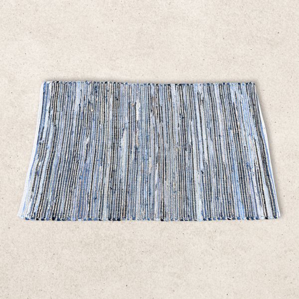 Veľký Koberec z Juty a Recyklovanej Bavlny - 130 x 170 cm - Modrý
