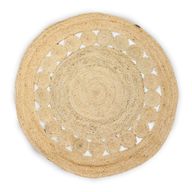 Veľký Okrúhly Mäkký Jutový Koberec s Kruhmi vo Vnútri 120cm