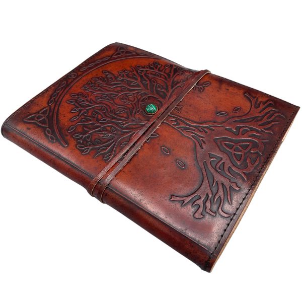 Kožený Zápisník Veľký Strom Života – Kamenná Dekorácia – 20x16x2cm – 160 strán
