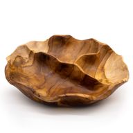 Hladká Okrúhla Miska na Ovocie z Teakového Dreva, tri časti - 30x5,5 cm