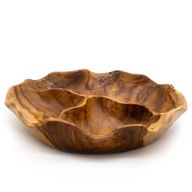 Hladká Okrúhla Miska na Ovocie z Teakového Dreva, tri časti - 30x5,5 cm