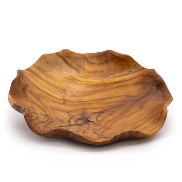 Hladká Okrúhla Miska na Ovocie z Teakového Dreva - 28 x 5,5 cm