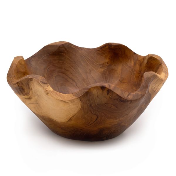Stredná Hladká Miska na Ovocie z Teakového Dreva - 21x9cm