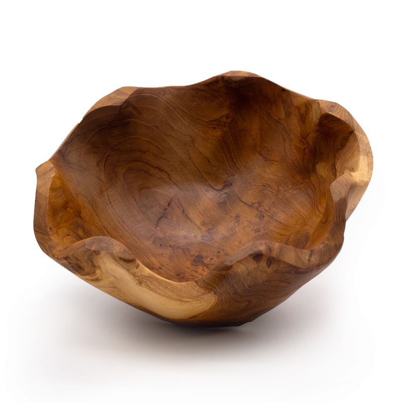 Stredná Hladká Miska na Ovocie z Teakového Dreva - 21x9cm