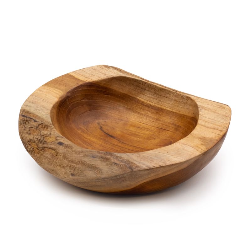 Stredná Miska z Teakového Dreva v Prírodnom Tvare - 20x7cm
