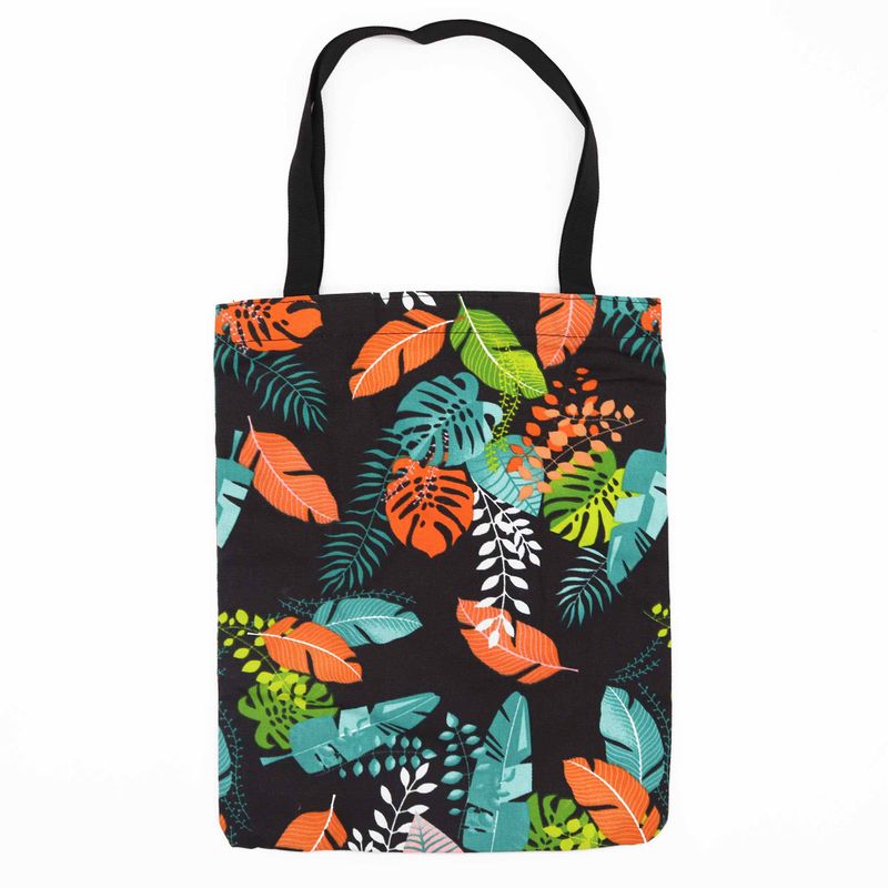 Klasická Kabelka na Zips (tmavý tropický motív) 40x34cm