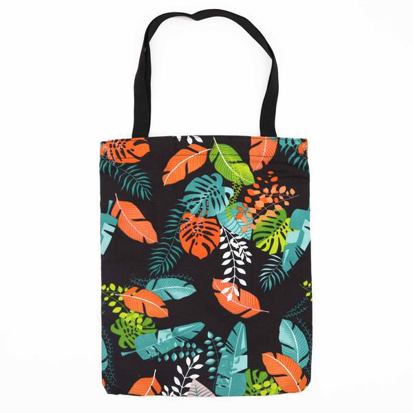 Klasická Kabelka na Zips (tmavý tropický motív) 40x34cm