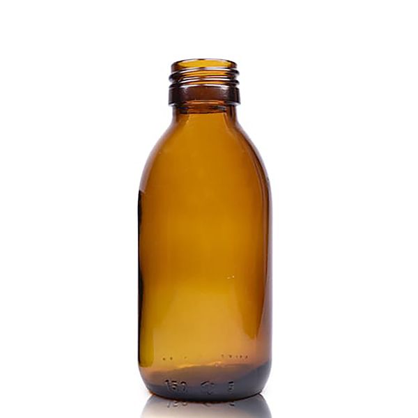 150ml Jantárová Sklenená Liekovka - Bez Uzáveru