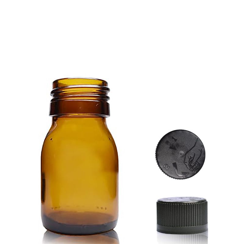 30ml Jantárová Sklenená Liekovka - Bez Uzáveru