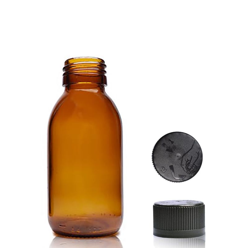 100ml Jantárová Sklenená Liekovka - Bez Uzáveru