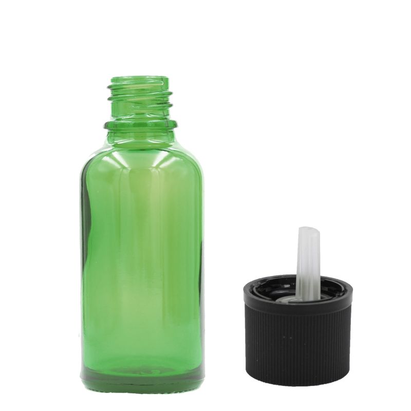 30ml Zelená Sklenená Fľaška - Bez Uzáveru