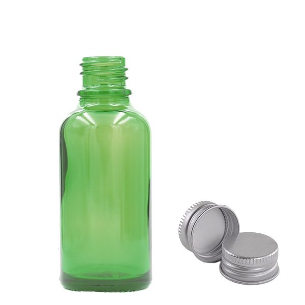 30ml Zelená Sklenená Fľaška - Bez Uzáveru