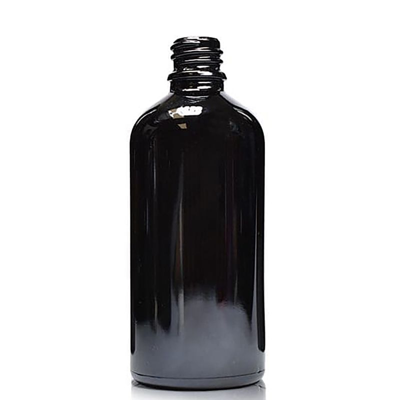 100ml Čierna Sklenená Fľaška - Bez Uzáveru