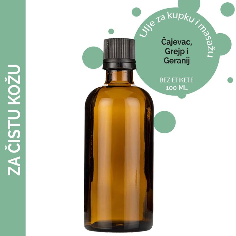 Kúpeľový a Masážny Olej Čistá Pokožka - 100ml - Bez Etikety