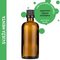 Kúpeľový a Masážny Olej Svieža Mäta - 100ml - Bez Etikety