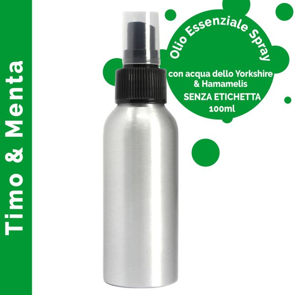 100ml Rozprašovač s Esenciálnymi Olejmi - Tymián & Mäta - Bez Etikety