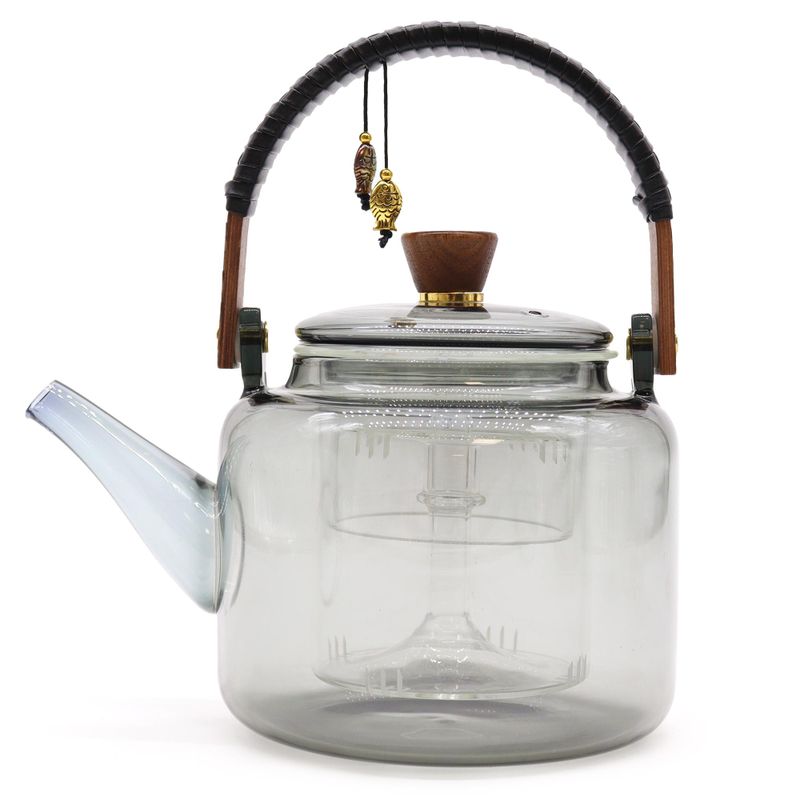 Sklenený Čajník - Antracitový - S Parným Systémom  - 1000ml