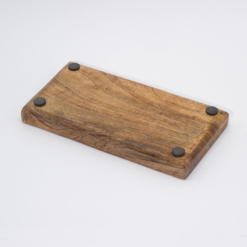 Dvojitý Podnos na Drobnosti 20x10x2,5cm - Hríbový Dizajn Gaštanový