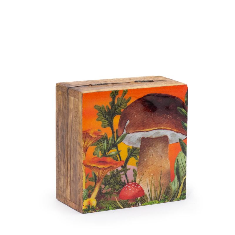 Malá Smaltovaná Štvorcová Krabička 10x10x4,2 cm - Hríbový Dizajn Gaštanová