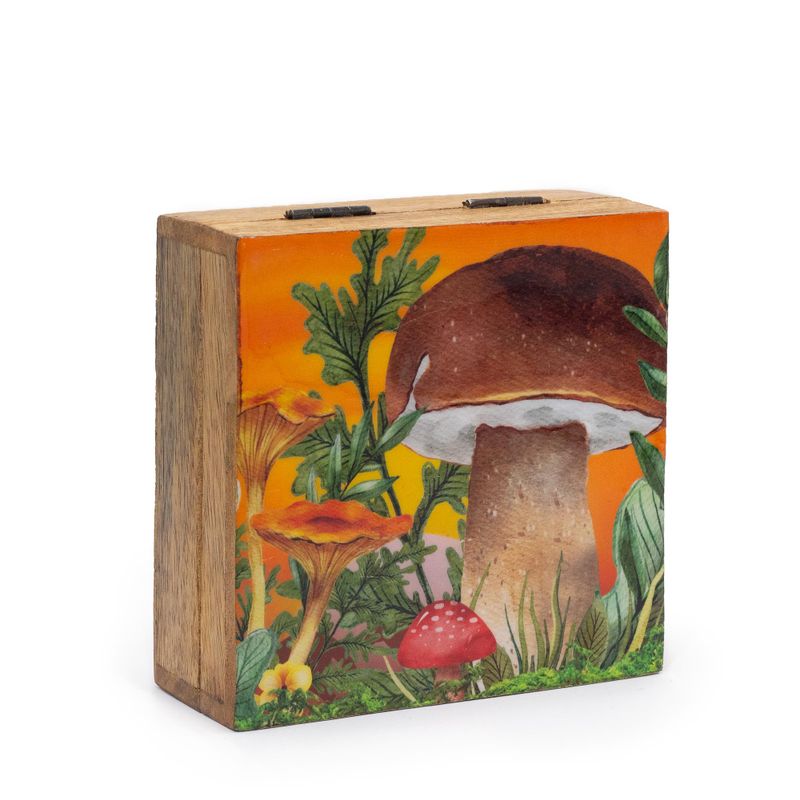 Stredná Smaltovaná Štvorcová Krabička 13,5 x 13,5 x 6 cm -Hríbový Dizajn Gaštanová