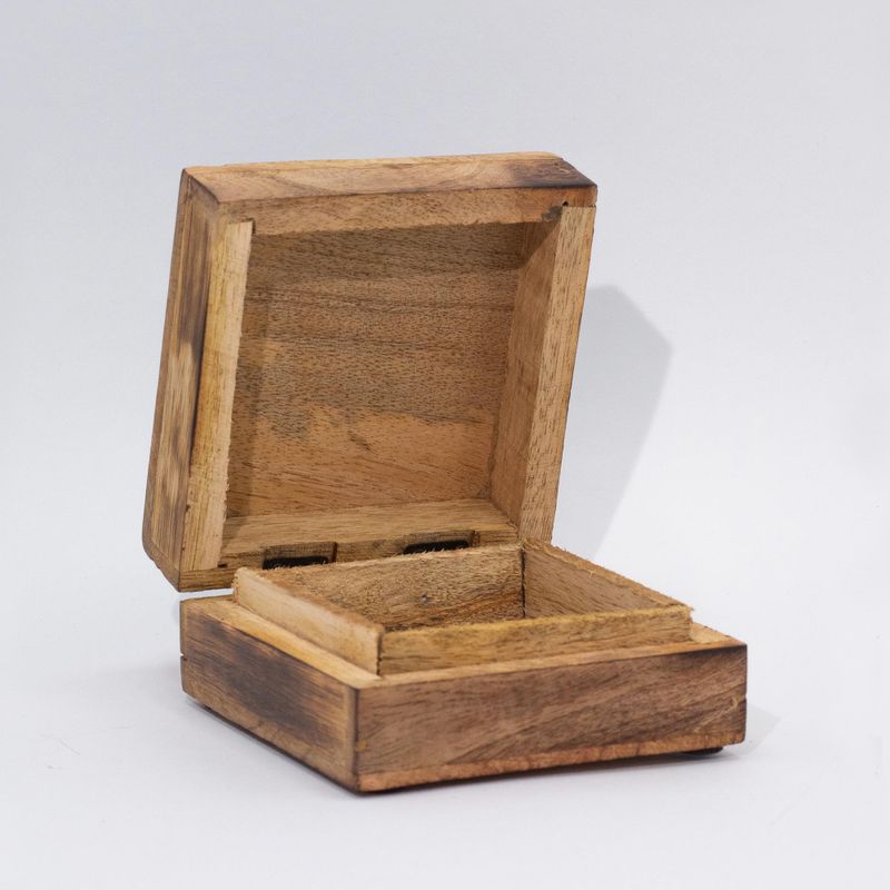 Stredná Smaltovaná Štvorcová Krabička 13,5 x 13,5 x 6 cm -Hríbový Dizajn Gaštanová